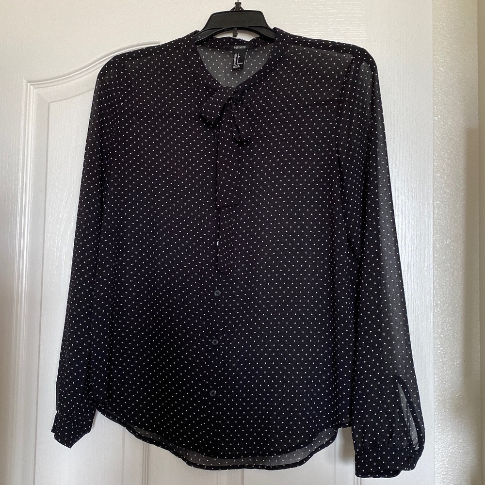 Polka dot chiffon top
